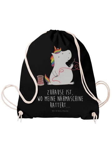Mr. & Mrs. Panda Sportbeutel Einhorn Näherin mit Spruch in Schwarz