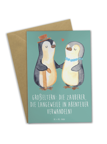 Mr. & Mrs. Panda babykarte Großeltern Zauberer mit Spruch in Meeresbrise