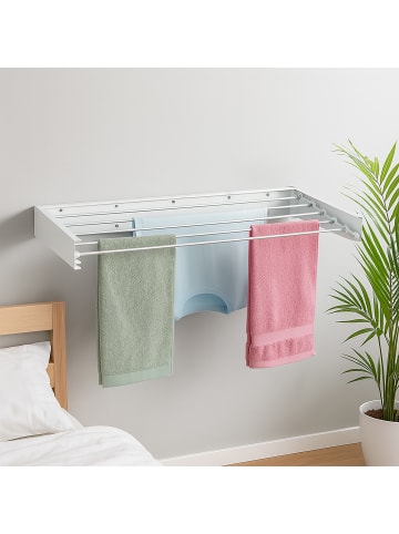 relaxdays Wand-Wäscheständer in Weiß - 100 cm