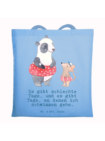 Mr. & Mrs. Panda Tragetasche Otter Schwimmen mit Spruch in Sky Blue