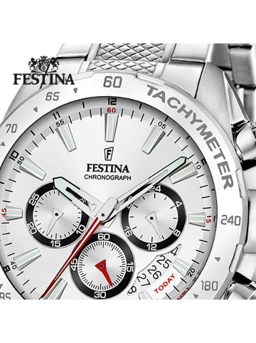 Festina Chronograph-Armbanduhr Festina Timeless Chronograph silber groß (ca. 45mm)