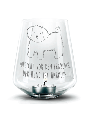 Mr. & Mrs. Panda Windlicht Hund Flauschig mit Spruch in Transparent