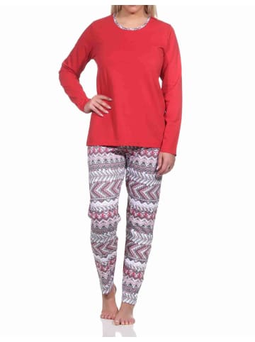 NORMANN langarm Schlafanzug PyjamaEthnolook - 77325 in rot