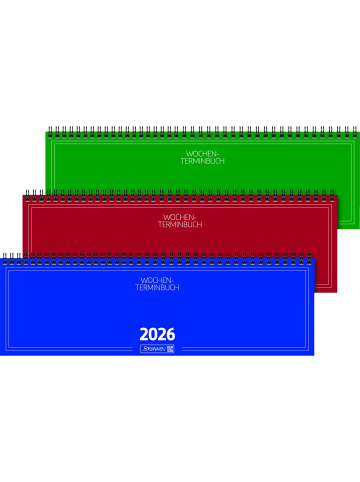 BRUNNEN Querkalender 774 32,6x10,2cm 1 Woche/2 Seiten Karton-Umschlag farbig sortiert 2026