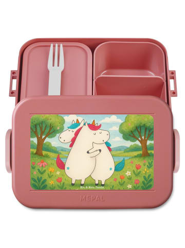 Mr. & Mrs. Panda Snackbox Einhörner Umarmen Design ohne Spruch in Rot Pastell