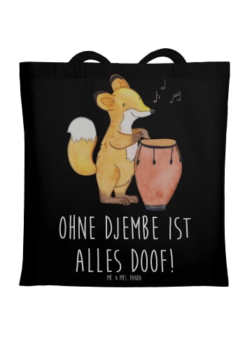 Mr. & Mrs. Panda Tragetasche Djembe Freude mit Spruch in Schwarz