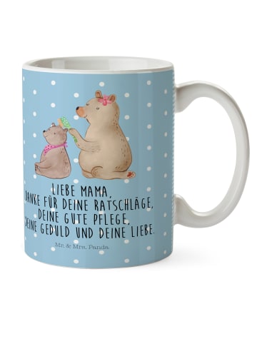 Mr. & Mrs. Panda Kindertasse Bär Kind mit Spruch in Blau Pastell