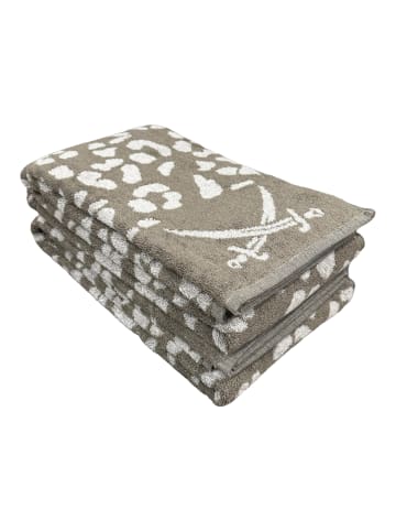 Sansibar 2er Duschtuch Set LEO, 90 x 160 cm, 100% Baumwolle in Taupe/Sand