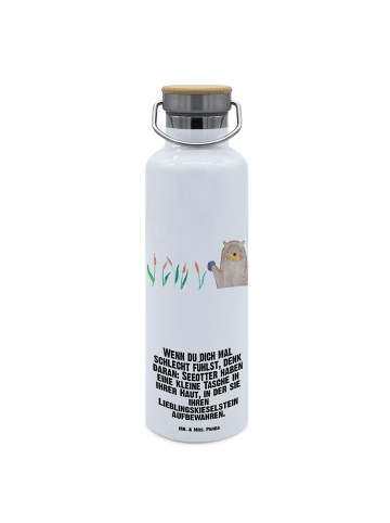 Mr. & Mrs. Panda Trinkflasche Otter Stein mit Spruch in Weiß