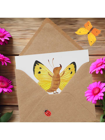 Mr. & Mrs. Panda Einladungskarte Schmetterling Zitronenfalter mi... in Weiß