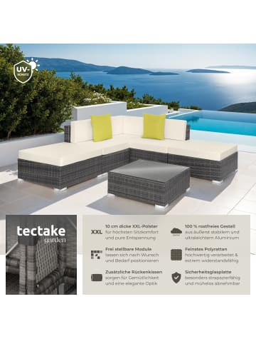 tectake Rattan Sitzgruppe mit Sicherheitsglasplatte, 2 extra Kissen