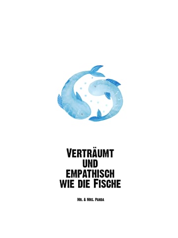 Mr. & Mrs. Panda Feldflasche Sternzeichen Fische mit Spruch in Weiß