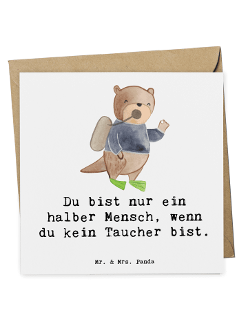 Mr. & Mrs. Panda Deluxe Karte Taucher Herz mit Spruch in Weiß