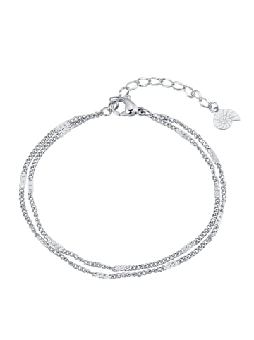 Hey Happiness Armkette Zweireihig Edelstahl in Silber - (L) 15,5-19,5 cm