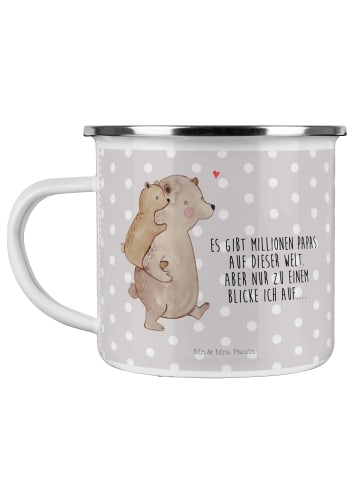 Mr. & Mrs. Panda Emaille Tasse Papa Bär mit Spruch in Grau Pastell