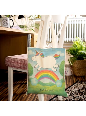 Mr. & Mrs. Panda Shopper Einhorn Regenbogen Design ohne Spruch in Weiß