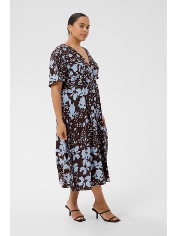 KAFFE curve Kleid KCnadine Tight fit in Coffee Bean/Blue Fog Flower