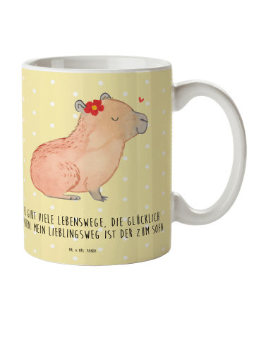 Mr. & Mrs. Panda Haferl Capybara Blume mit Spruch in Gelb Pastell
