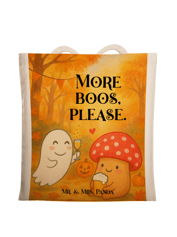 Mr. & Mrs. Panda Tote Bag Gespenst  Prost  Design mit Spruch in Weiß