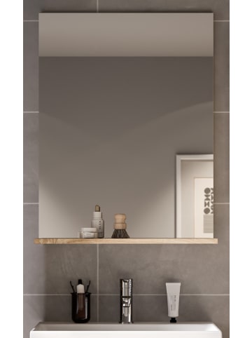 Inn.Furn Badspiegel Eiche 60 x 79 cm, Wandspiegel mit Ablage