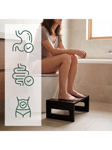 relaxdays Toilettenhocker in Schwarz - (B)43,5 x (H)18,5 x (T)28 cm
