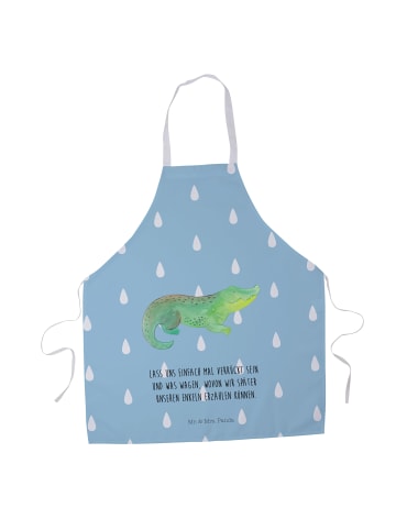 Mr. & Mrs. Panda Schürze Krokodil mit Spruch in Blau Pastell