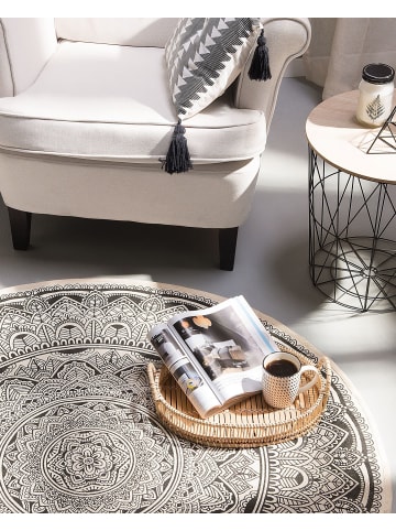 Beliani Kurzflor HIZAN in Schwarz/Beige - (W) 120 x (H) 1 x (L) 120 cm