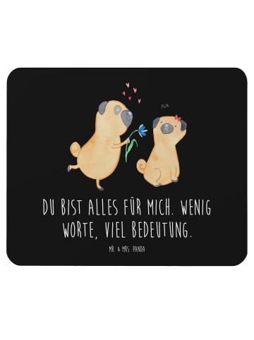 Mr. & Mrs. Panda Maus-Pad Mops Verliebt mit Spruch in Schwarz