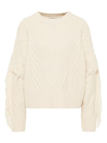 IZIA Damen Strickpullover in Wollweiss