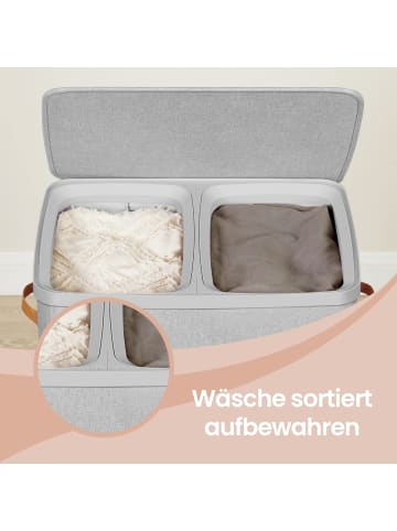 SONGMICS Wäschekorb Brosi in Cappuccinobeige - (B)40 x (H)75 x (T)56 cm