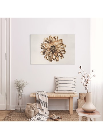 WALLART Leinwandbild - Dahlie Blume Gold Metallic in Gold