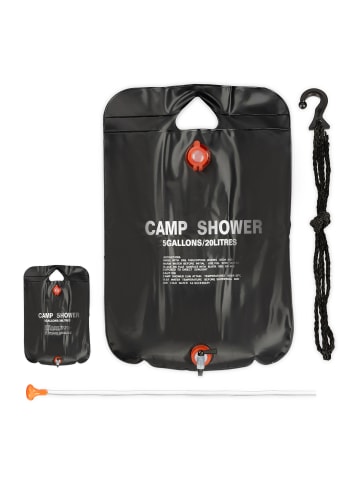 relaxdays 2x Campingdusche in Schwarz - 20 l