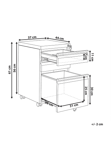 Beliani Büroschrank RECAMI in Schwarz - (W) 37 x (H) 61 x (L) 44 cm