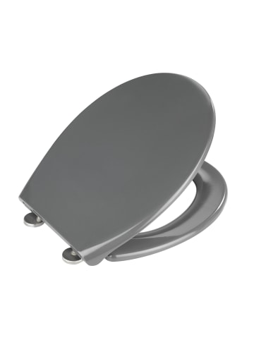 Wenko Premium WC-Sitz Samos Slate, Toiletten-Sitz mit Absenkautomatik in Grau, 41,5 cm