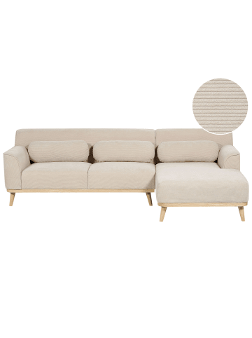 Beliani Ecksofa SIMOS in Beige/Braun - (W) 264 x (H) 80 x (L) 159 cm