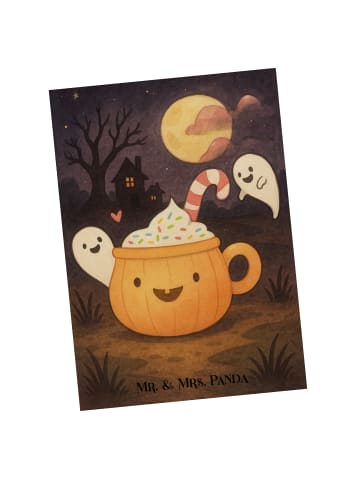 Mr. & Mrs. Panda Postkarte Kaffee Gespenst Design ohne Spruch in Weiß