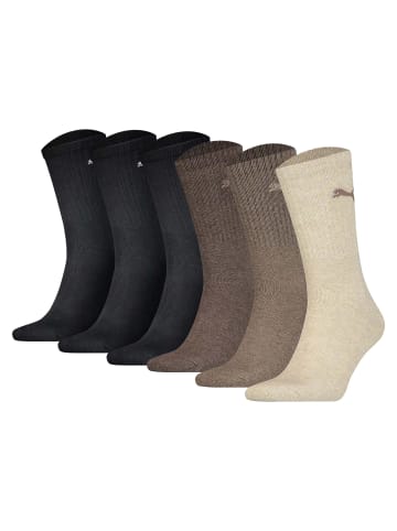 Puma Socken 6er Pack in Schwarz/Braun