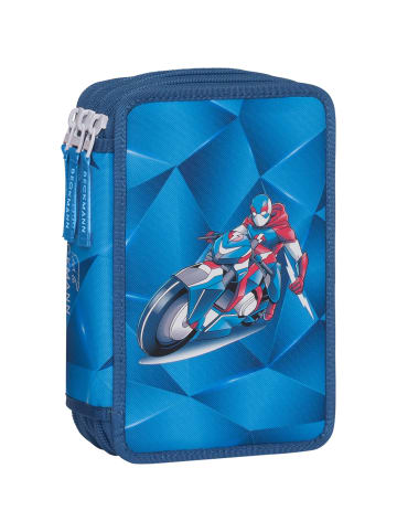 BECKMANN 3-fächrige Federmappe mit Inhalt Blue Lightning in blau