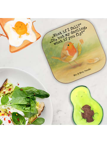 Mr. & Mrs. Panda gläseruntersetzer Rotkehlchen Federn Design mit... in Weiß