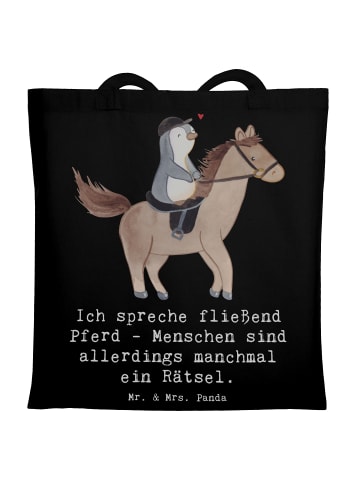 Mr. & Mrs. Panda Strandtasche Reiten und Rätsel mit Spruch in Schwarz