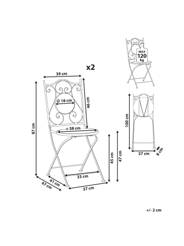 Beliani 2er-Set Esszimmerstuhl ANAPO in Schwarz/Grün