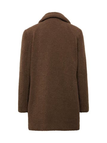 GOLDNER Mantel Eleganter Pelzimitat-Mantel in camel