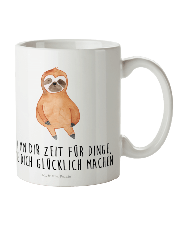 Mr. & Mrs. Panda Kindertasse Faultier Zufrieden mit Spruch in Weiß