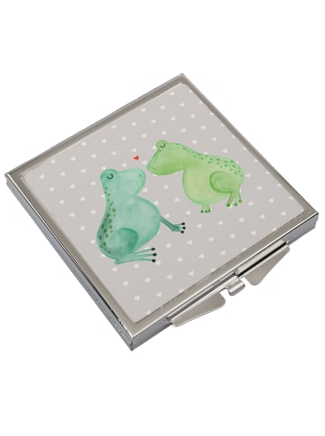 Mr. & Mrs. Panda Handtaschenspiegel quadratisch Frosch Liebe ohn... in Grau Pastell