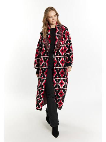 IZIA Damen Strickmantel in Schwarz Weiss Rot