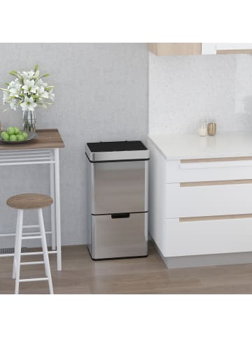 HOMCOM Sensor Mülleimer-L42 x B30 x H81 cm-Silber