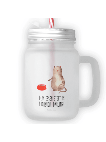 Mr. & Mrs. Panda Eiskaffee Glas Katze Fressen mit Spruch in Transparent
