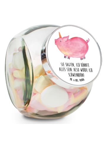 Mr. & Mrs. Panda müsliglas Einhorn Schwein mit Spruch in Weiß