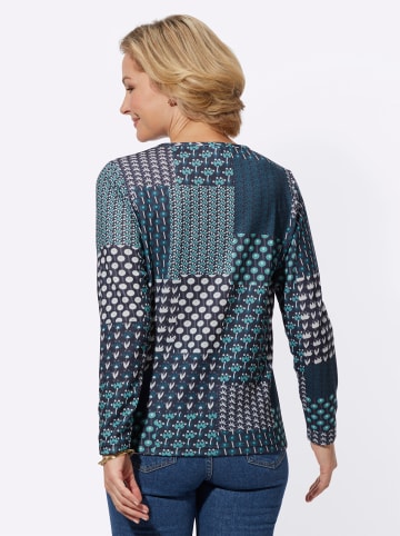 WITT WEIDEN Shirt in petrol-schwarz-bedruckt