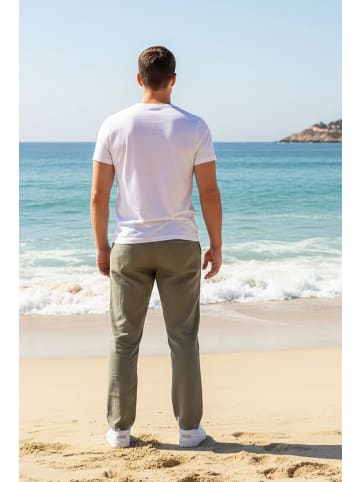 RESLAD Baumwollhose Freizeithose lang in khaki